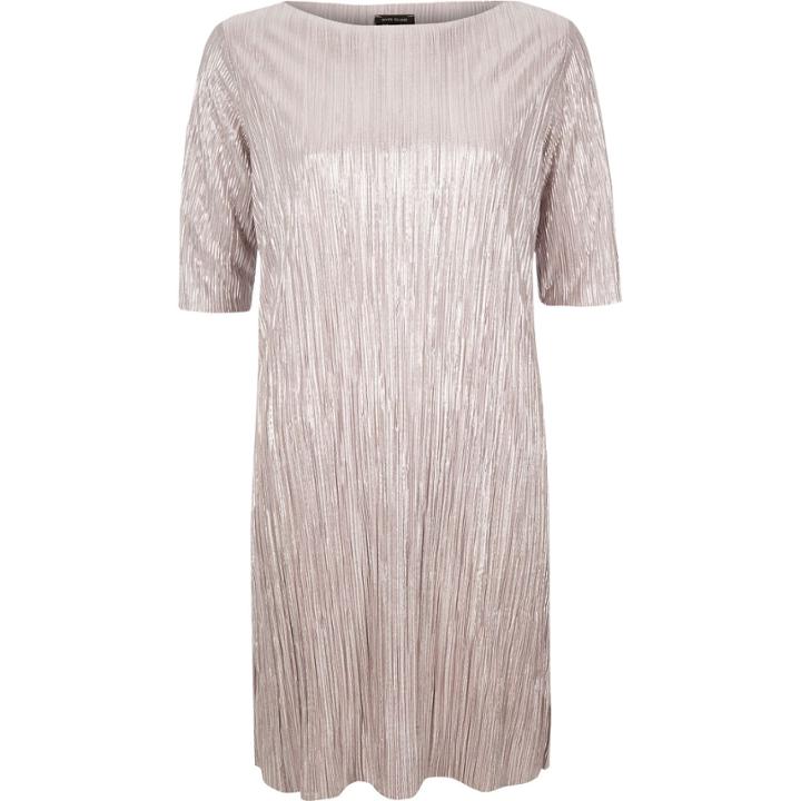 River Island Womens Pleated Metallic Dress