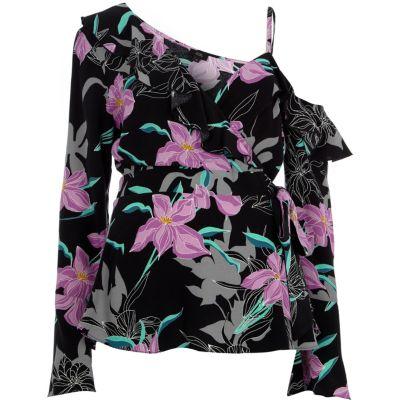 River Island Womens Floral One Shoulder Wrap Blouse