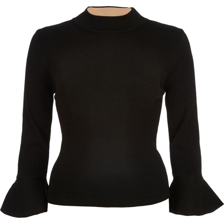 River Island Womens Knitted Fluted Sleeve Top