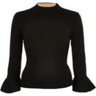 River Island Womens Knitted Fluted Sleeve Top