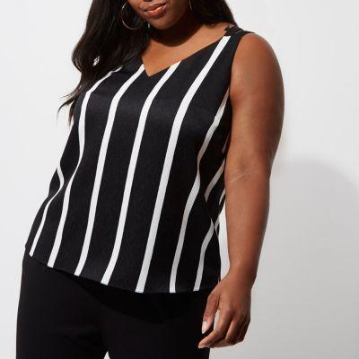 River Island Womens Plus Sripe Cross Back Strap Cami Top