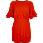 River Island Womens Frill Sleeve Tie Back Romper