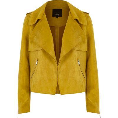 River Island Womens Yellow Faux Suede Trench Jacket