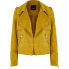 River Island Womens Yellow Faux Suede Trench Jacket