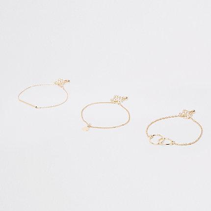 River Island Womens Gold Tone Interlinked Bracelet Multipack