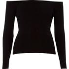 River Island Womens Bardot Lace-up Back Rib Knit Top