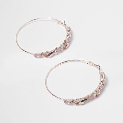 River Island Womens Embellished Cluster Hoop Earrings