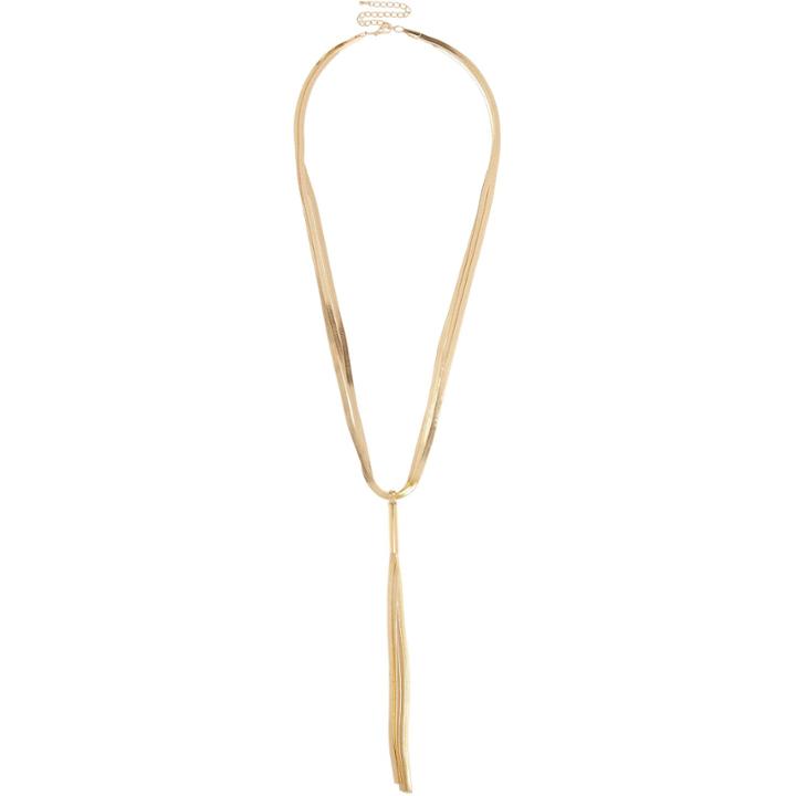 River Island Womens Gold Tone Skinny Tassel Long Necklace