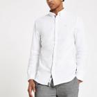 River Island Mens White Muscle Fit Oxford Shirt