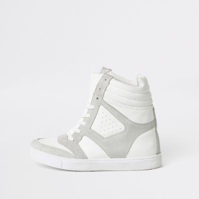 River Island Womens White Hidden Wedge High Top Trainers