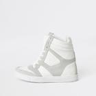 River Island Womens White Hidden Wedge High Top Trainers