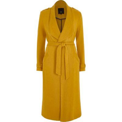River Island Womens Yellow Belted Duster Trench Coat