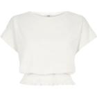 River Island Womens White Shirred Hem T-shirt