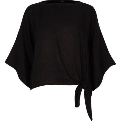River Island Womens Loose Fit Wide Sleeve Knot Hem Top