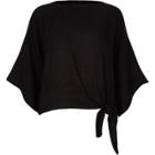 River Island Womens Loose Fit Wide Sleeve Knot Hem Top