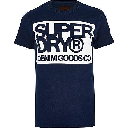 River Island Mens Superdry Denim Goods Logo T-shirt