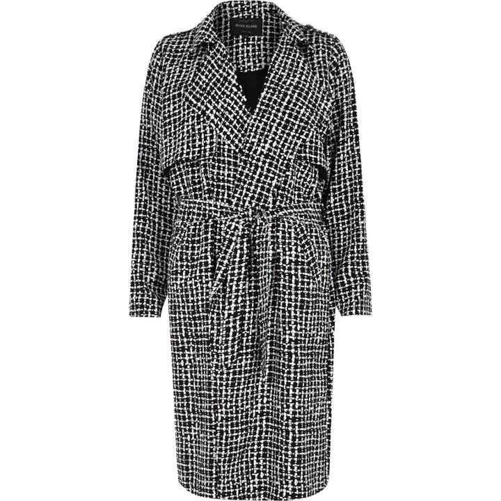 River Island Womens Longline Print Crepe Draped Trench Coat