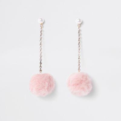 River Island Womens Pearl Pom Pom Drop Stud Earrings