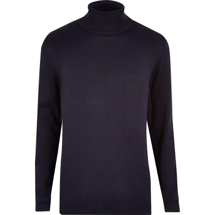 River Island Mensnavy Roll Neck Sweater
