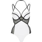 River Island Womens White And Strappy Plunge Swimsuit