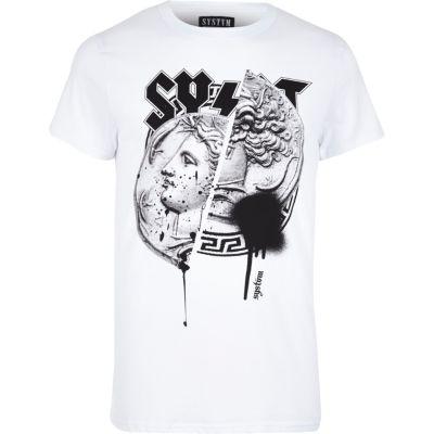 River Island Mens White Systvm Coin Print T-shirt