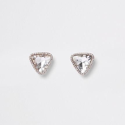 River Island Womens Rose Gold Tone Jewel Triangle Stud Earrings