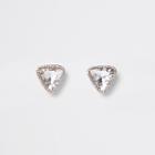 River Island Womens Rose Gold Tone Jewel Triangle Stud Earrings