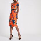 River Island Womens Floral Twist Front Bodycon Midi Dress