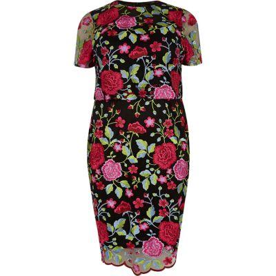 River Island Womens Plus Floral Embroidered Midi Dress