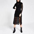 River Island Womens Lace Ruffle High Neck Midi Dress
