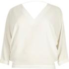 River Island Womens Plus White Plunge Strap Back Top