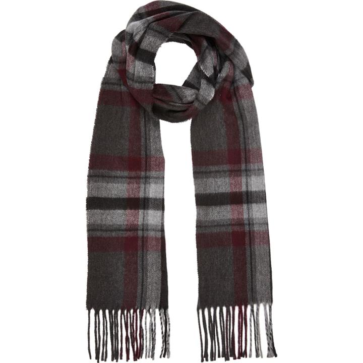 River Island Mensgrey Check Tassel Scarf