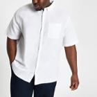 River Island Mens Big And Tall White Linen Short Sleeve Shirt