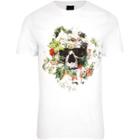 River Island Mens White Skull Floral Print Slim Fit T-shirt