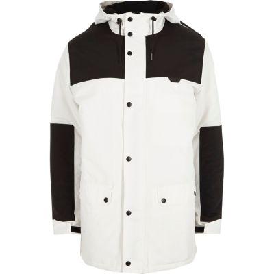 River Island Mens White And Colour Block Hooded Coat