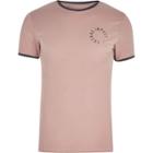 River Island Menspink Muscle Fit Logo T-shirt
