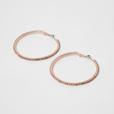 River Island Womens Rose Gold Tone Cupchain Hoop Earrings