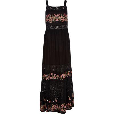 River Island Womens Floral Embroidered Tiered Maxi Dress