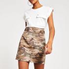 River Island Womens Camo Twill Mini Skirt