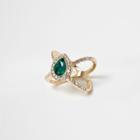 River Island Womens Gold Tone Emerald Jewel Cage Diamate Ring