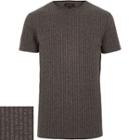 River Island Mensbrown Chunky Ribbed T-shirt