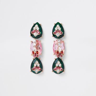 River Island Womens Jewel Encrusted Drop Stud Earrings