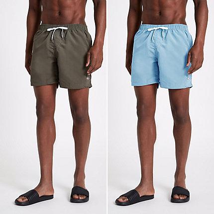 River Island Mens And Light Blue Swim Trunks 2 Pack