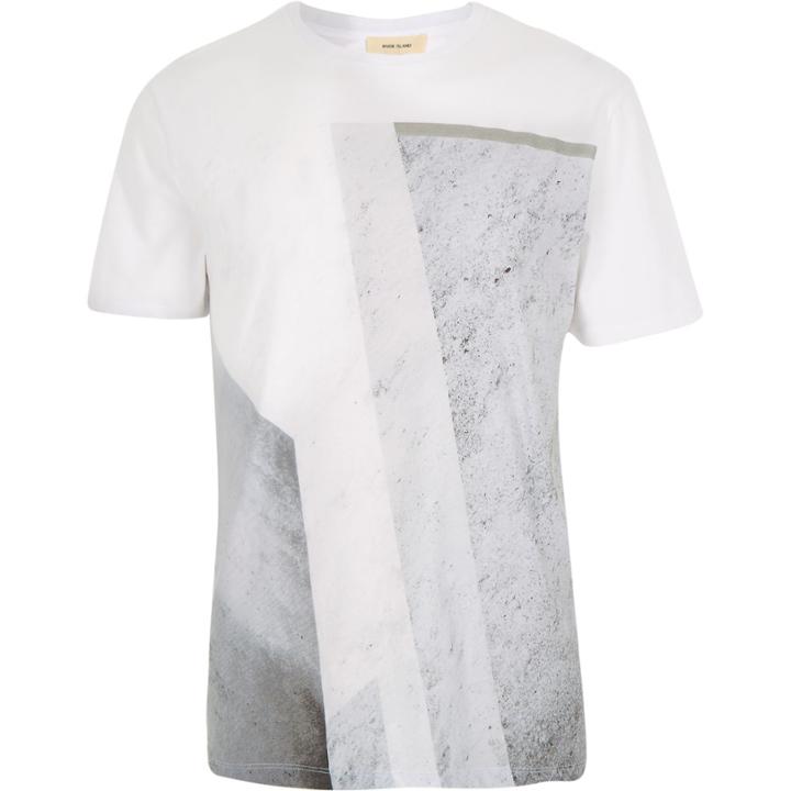 River Island Menswhite Block Shape Print T-shirt