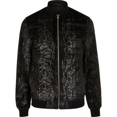 River Island Mens Snake Velvet Bomber Jacket