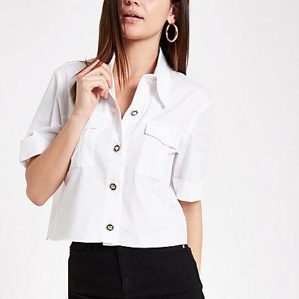 River Island Womens White Utility Short Sleeve Shirt
