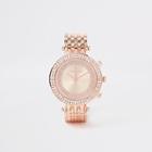 River Island Womens Rose Gold Color Bling Chain Link Watch