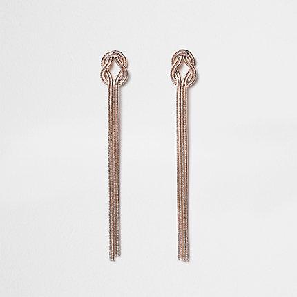 River Island Womens Rose Gold Colour Snake Knot Drop Earrings