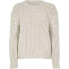 River Island Womens White Chunky Cable Knit Sleeve Jumper