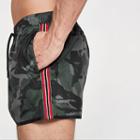 River Island Mens Camo Tape Side Swim Trunks